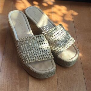 Gold Woven Mariella Platform Sandals